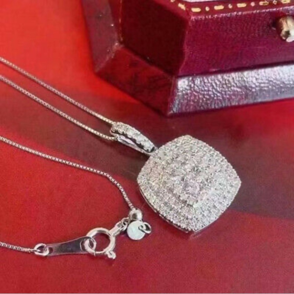 NEW STERLING SILVER Diamond PENDANT NECKLACE - Picture 3 of 7